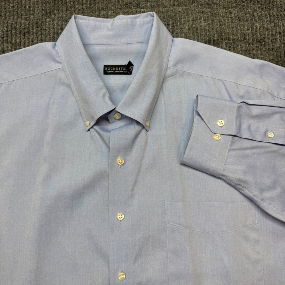 Rochester Egyptian Cotton Non-Iron Dress Shirt Mens 20 34/35 Big Tall Blue